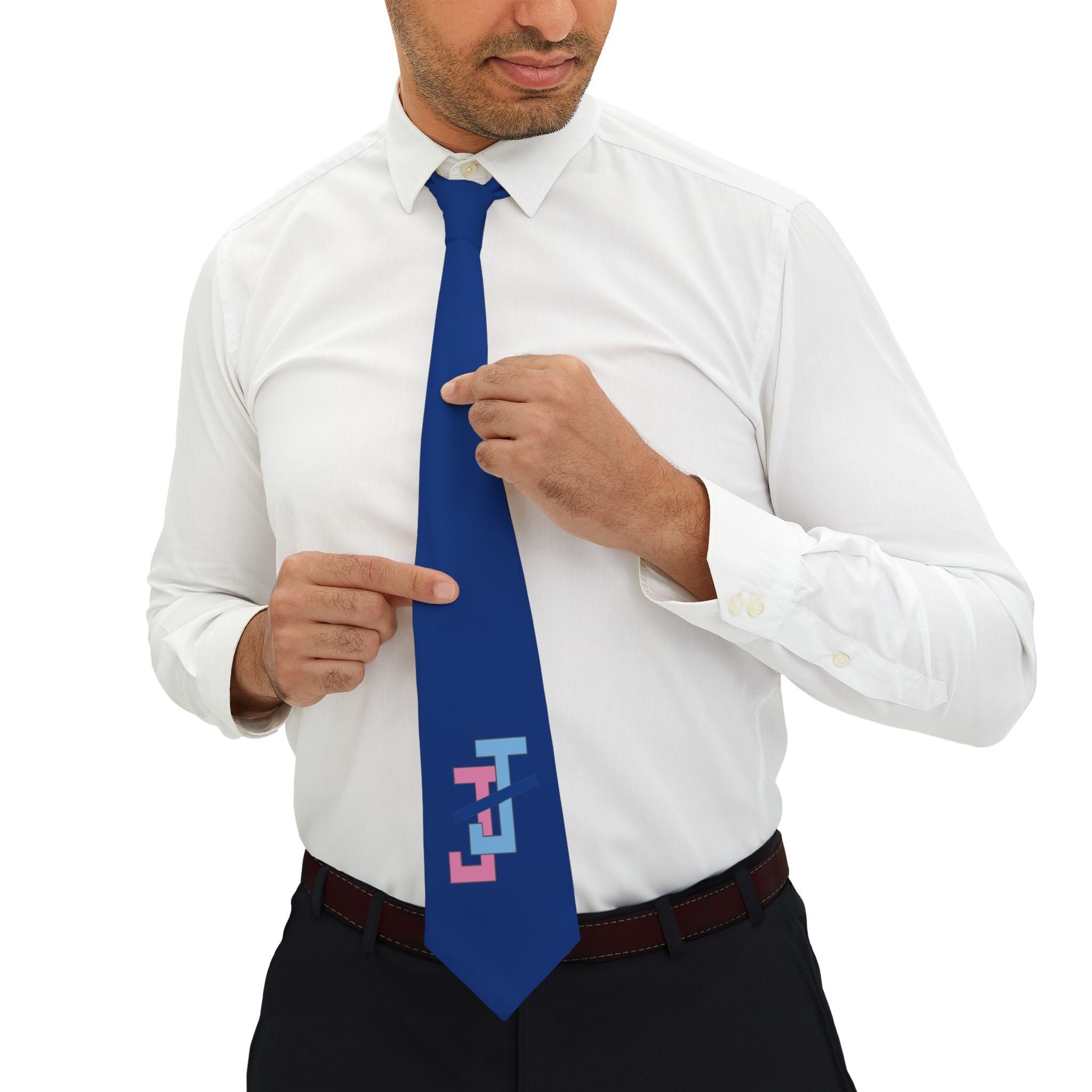 Dark Blue JJ Single Logo Tie