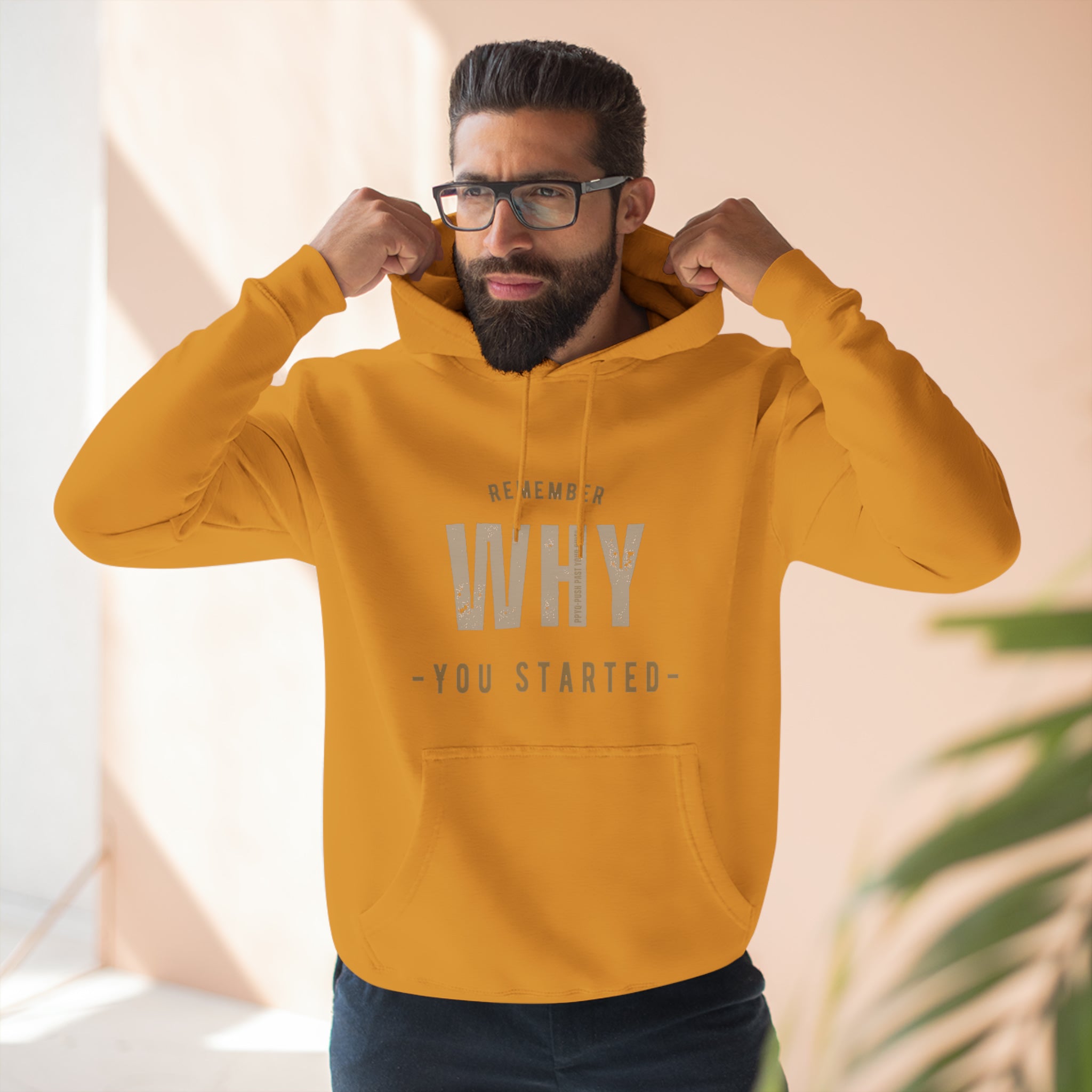 Remember Why You Started Premium Pullover Hoodie (Gold)