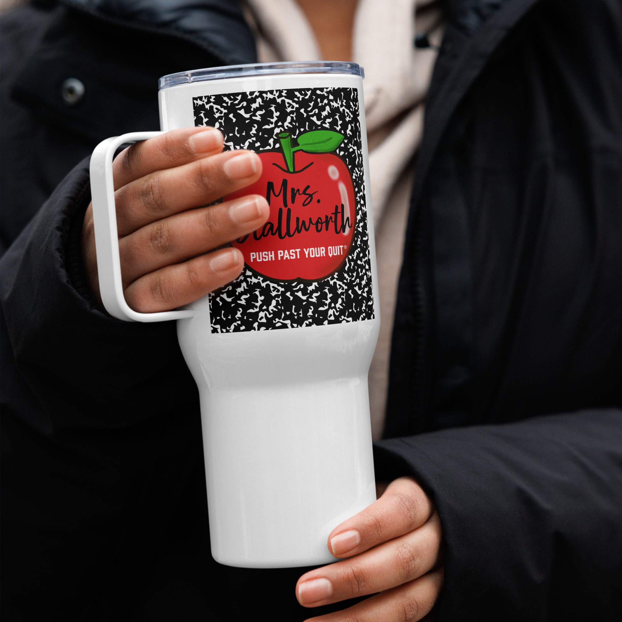 Teacher Red Apple Travel mug with a handle