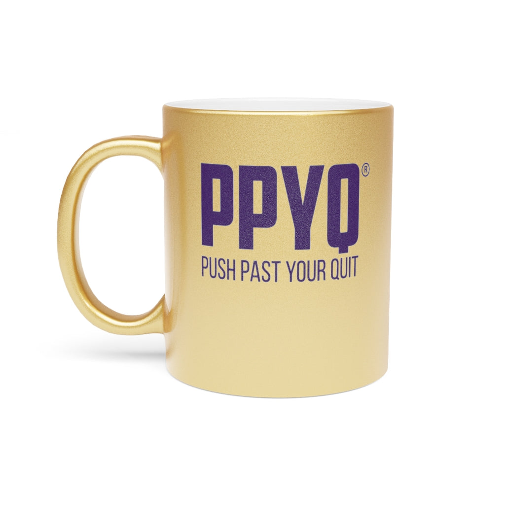 Metallic Mug (Silver / Gold) with Purple Design