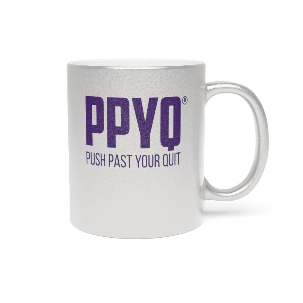 Metallic Mug (Silver / Gold) with Purple Design