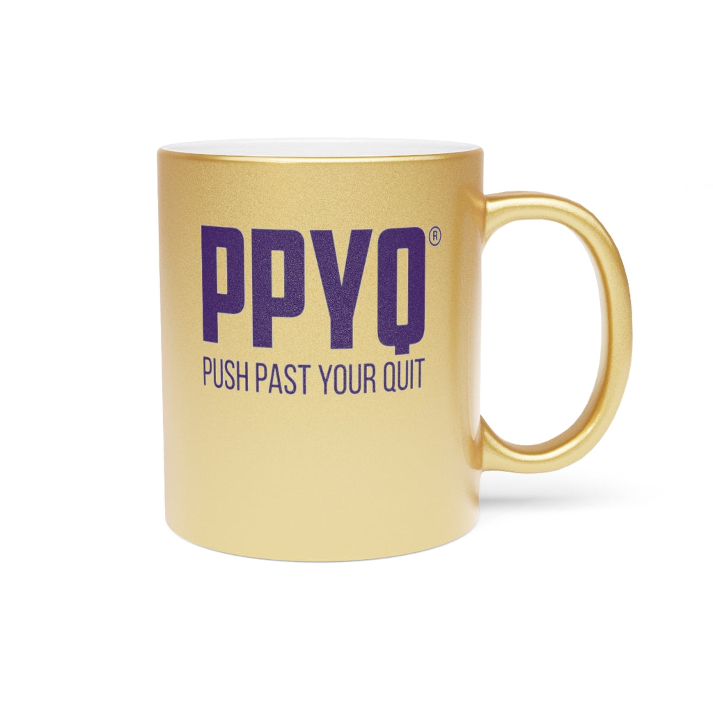 Metallic Mug (Silver / Gold) with Purple Design