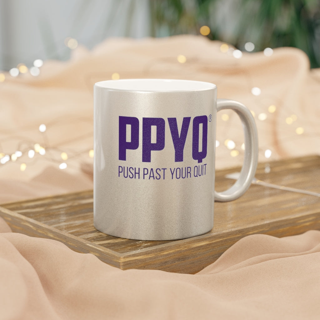 Metallic Mug (Silver / Gold) with Purple Design