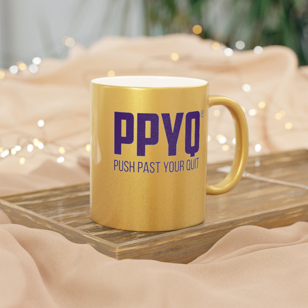 Metallic Mug (Silver / Gold) with Purple Design