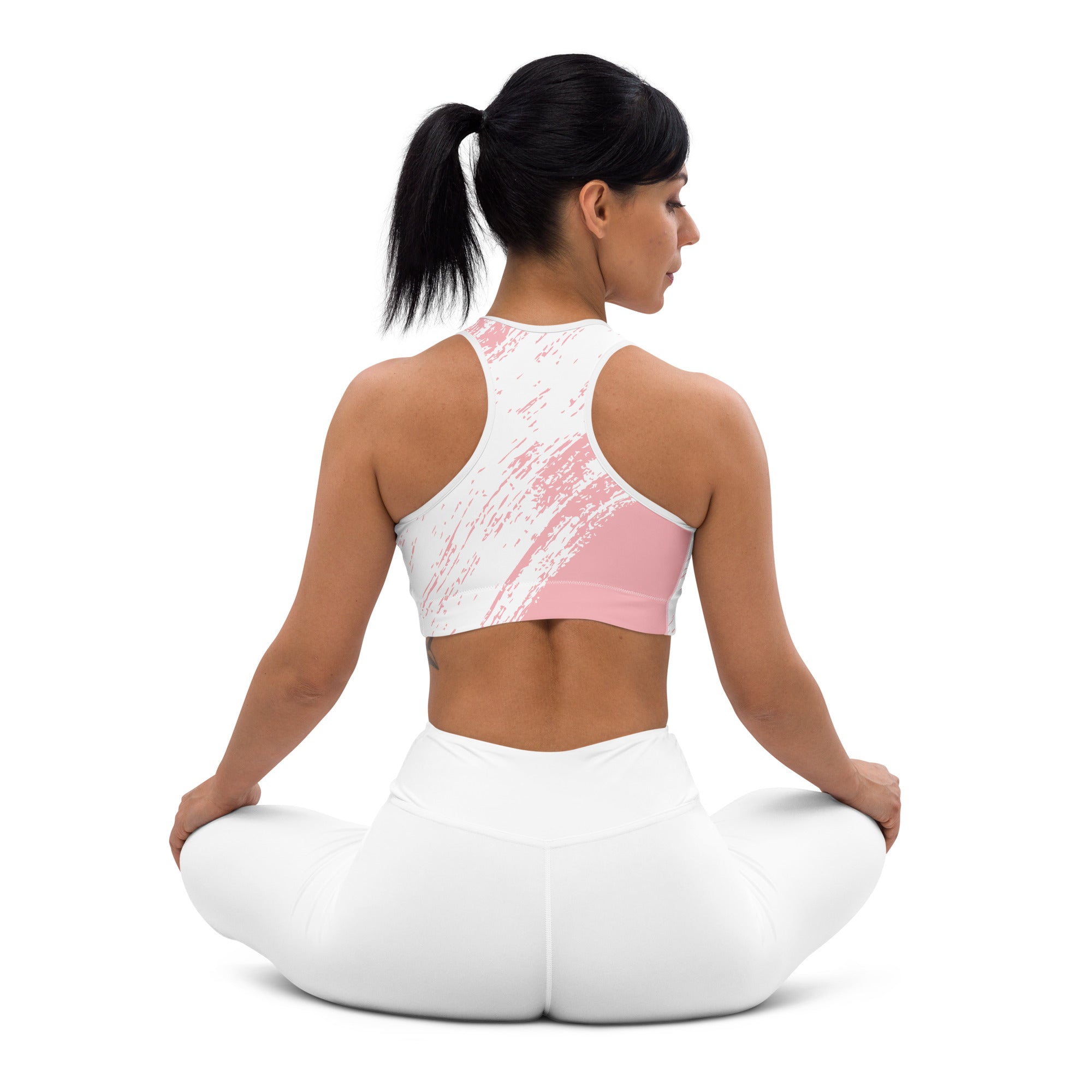 Pink & White Padded Sports Bra