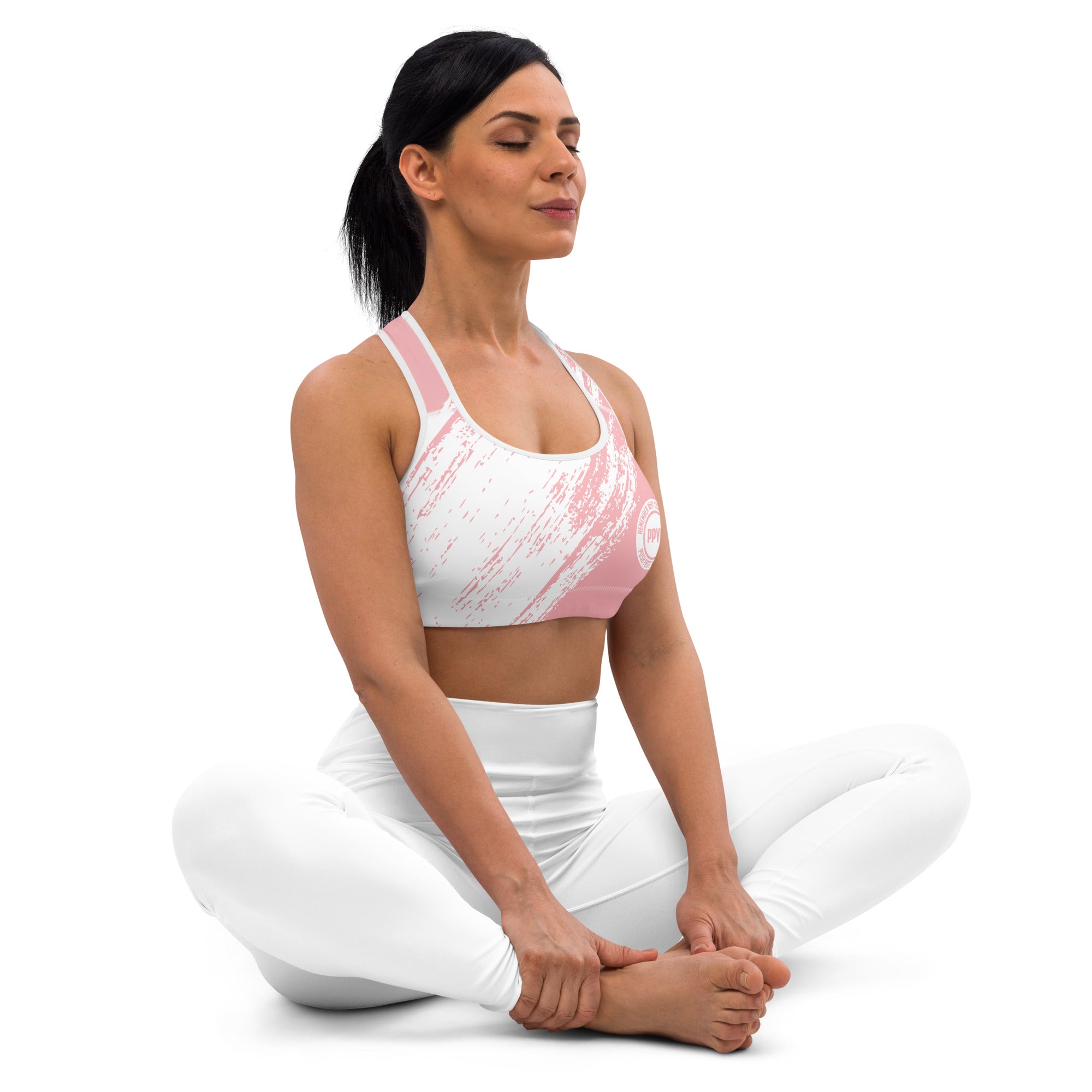 Pink & White Padded Sports Bra