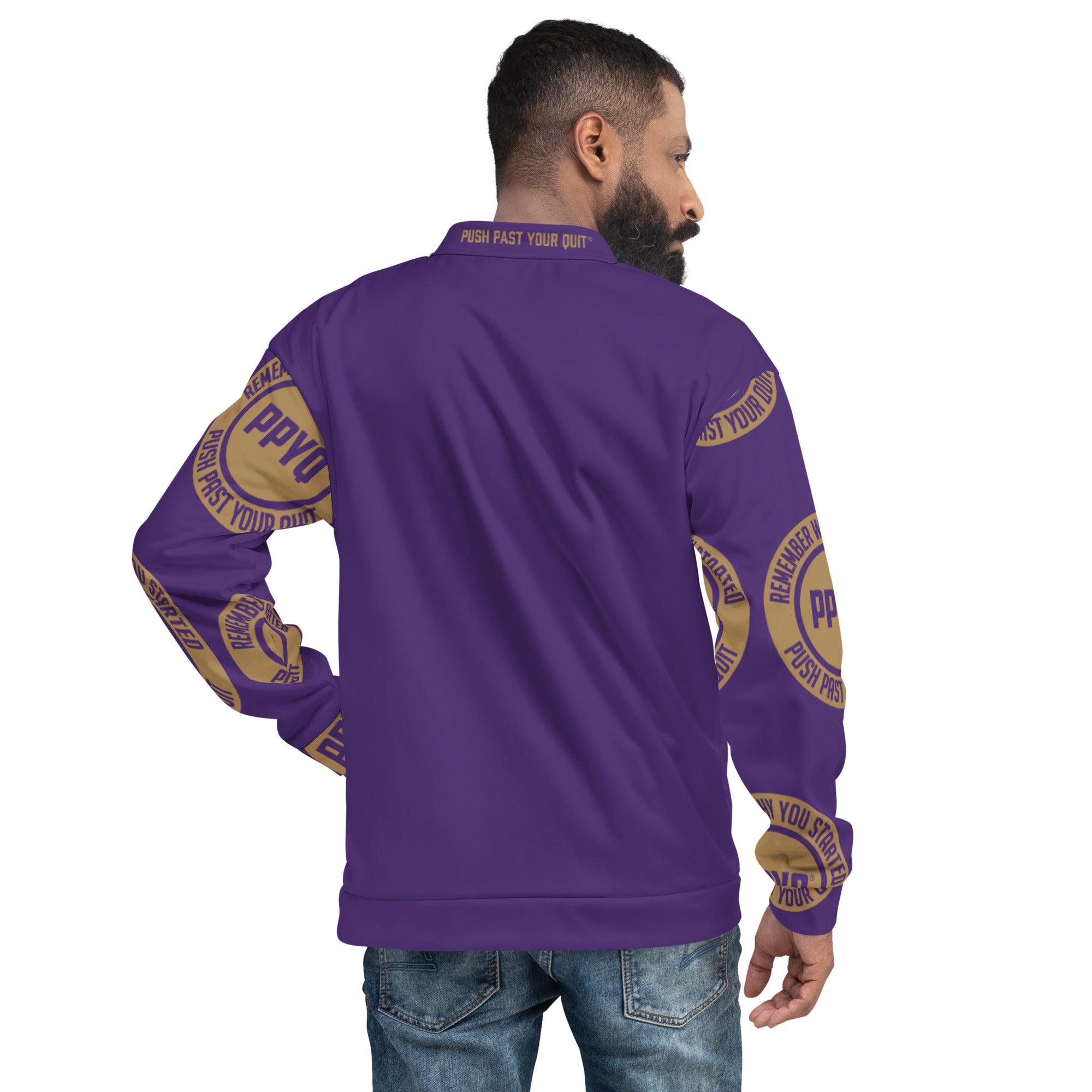 Purple and Gold Unisex Bomber Jacket