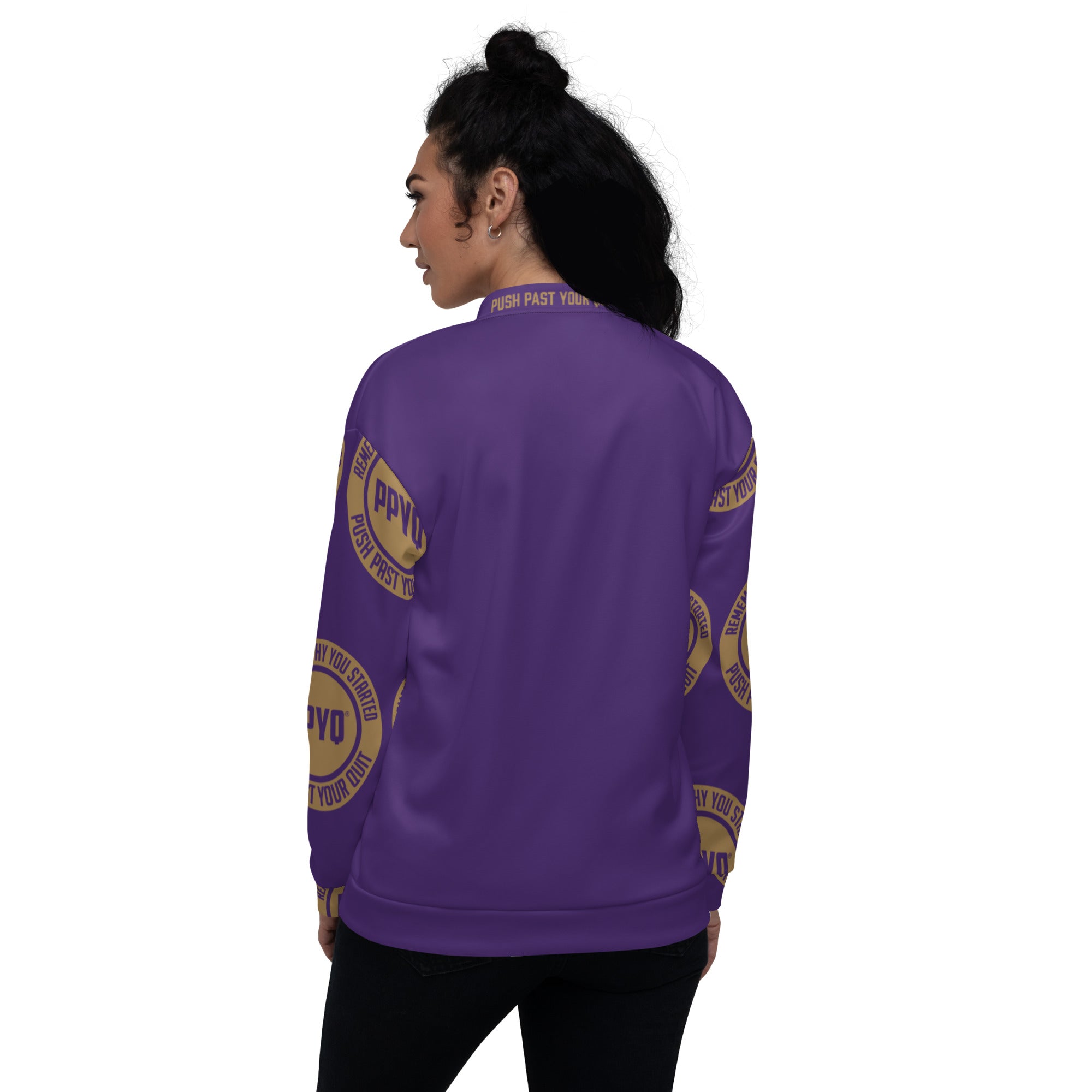 Purple and Gold Unisex Bomber Jacket