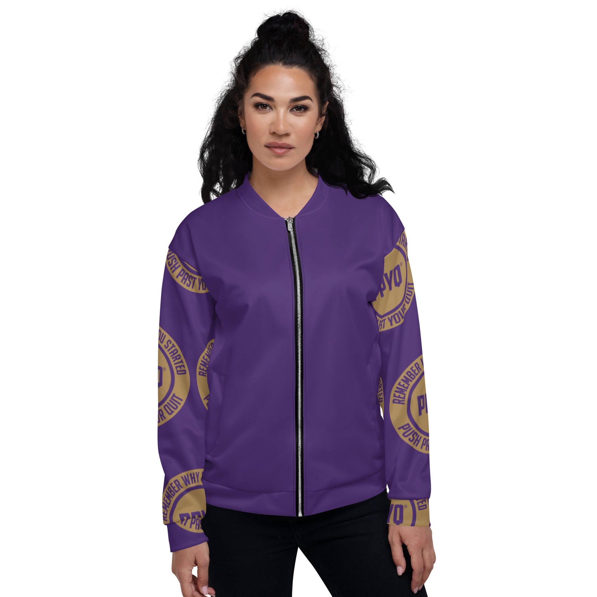 Purple and Gold Unisex Bomber Jacket