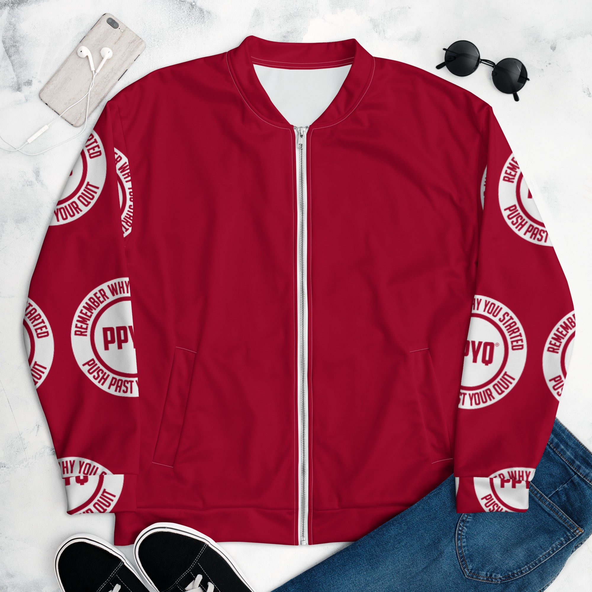 Red & White Unisex Bomber Jacket