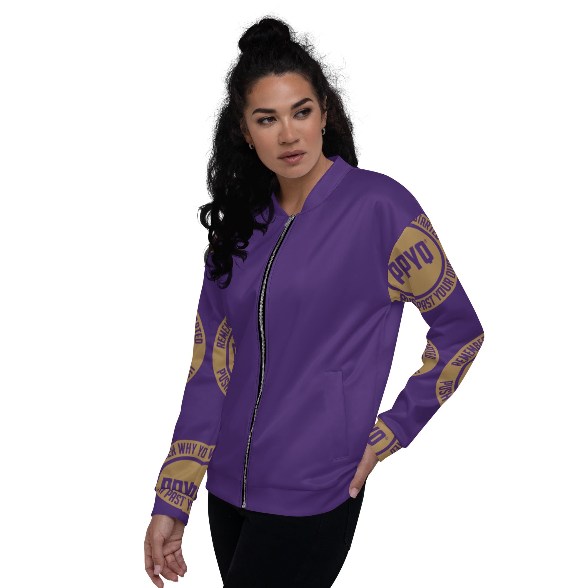 Purple and Gold Unisex Bomber Jacket