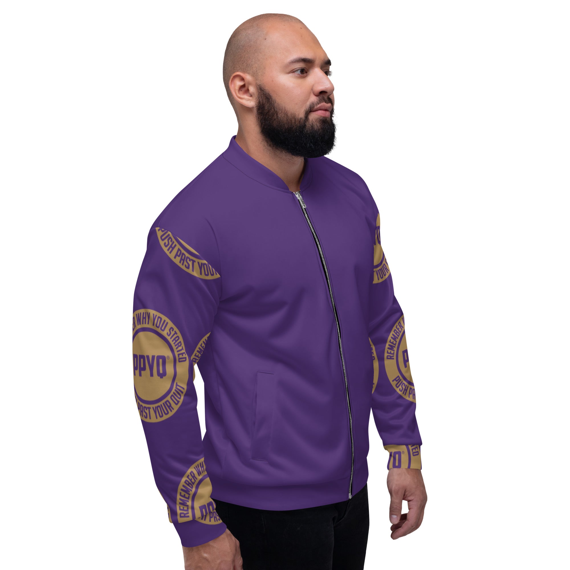 Purple and Gold Unisex Bomber Jacket