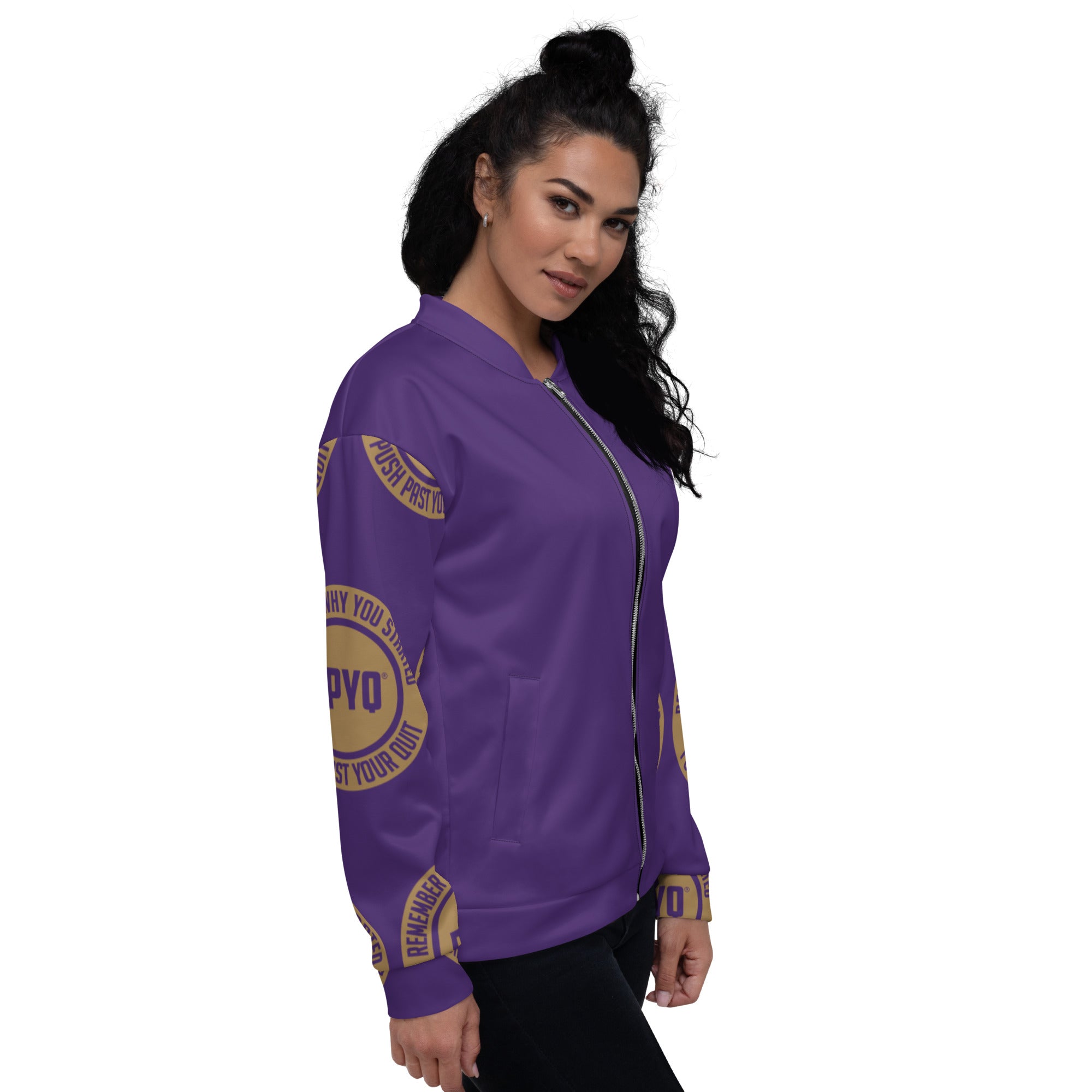 Purple and Gold Unisex Bomber Jacket