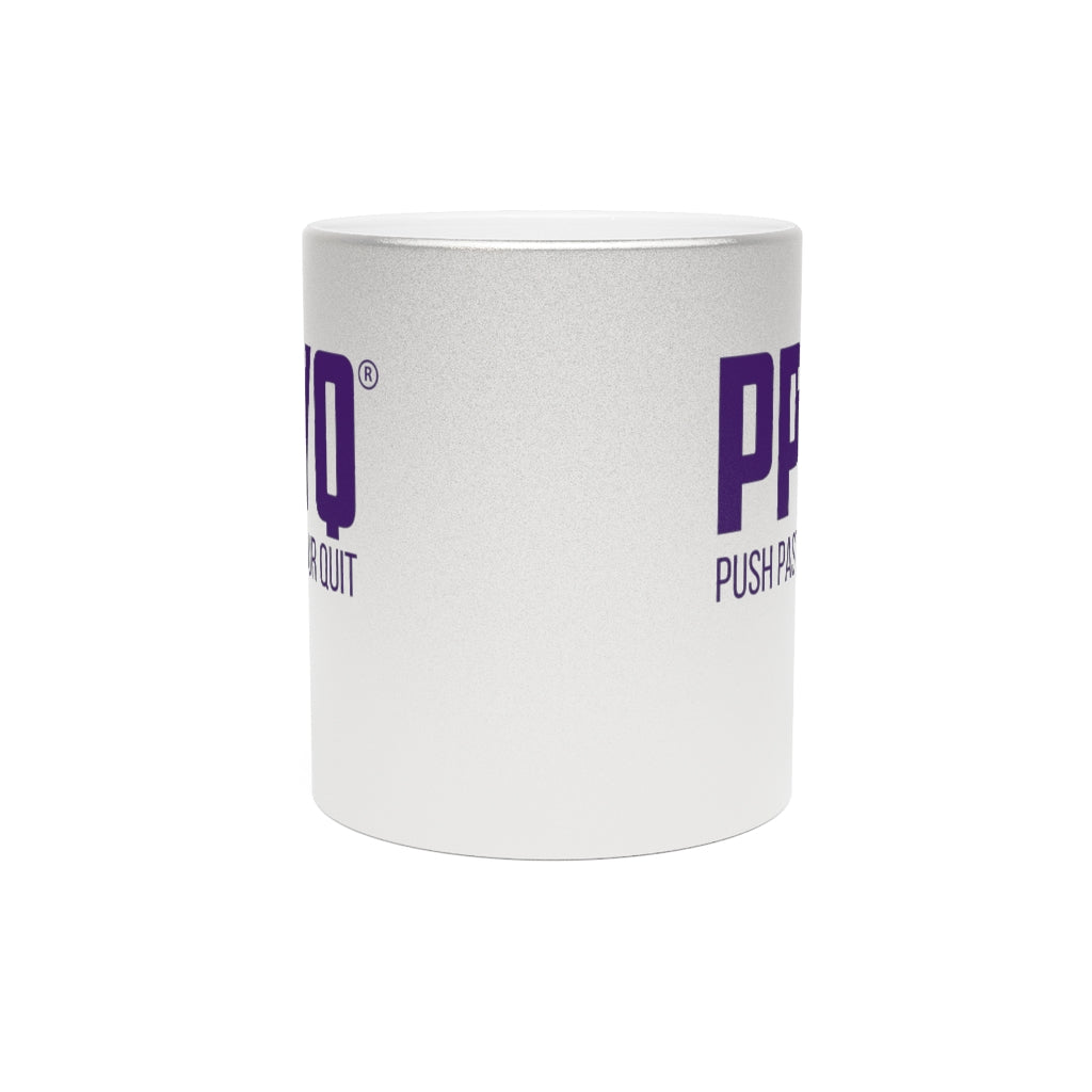 Metallic Mug (Silver / Gold) with Purple Design