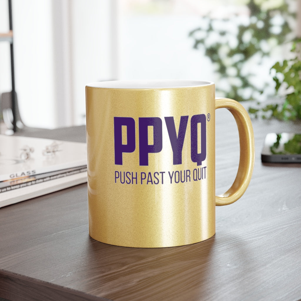 Metallic Mug (Silver / Gold) with Purple Design