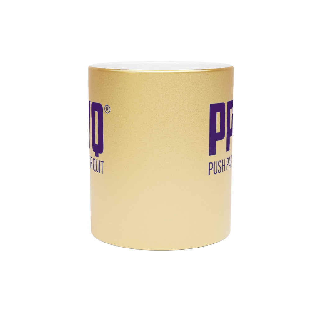 Metallic Mug (Silver / Gold) with Purple Design