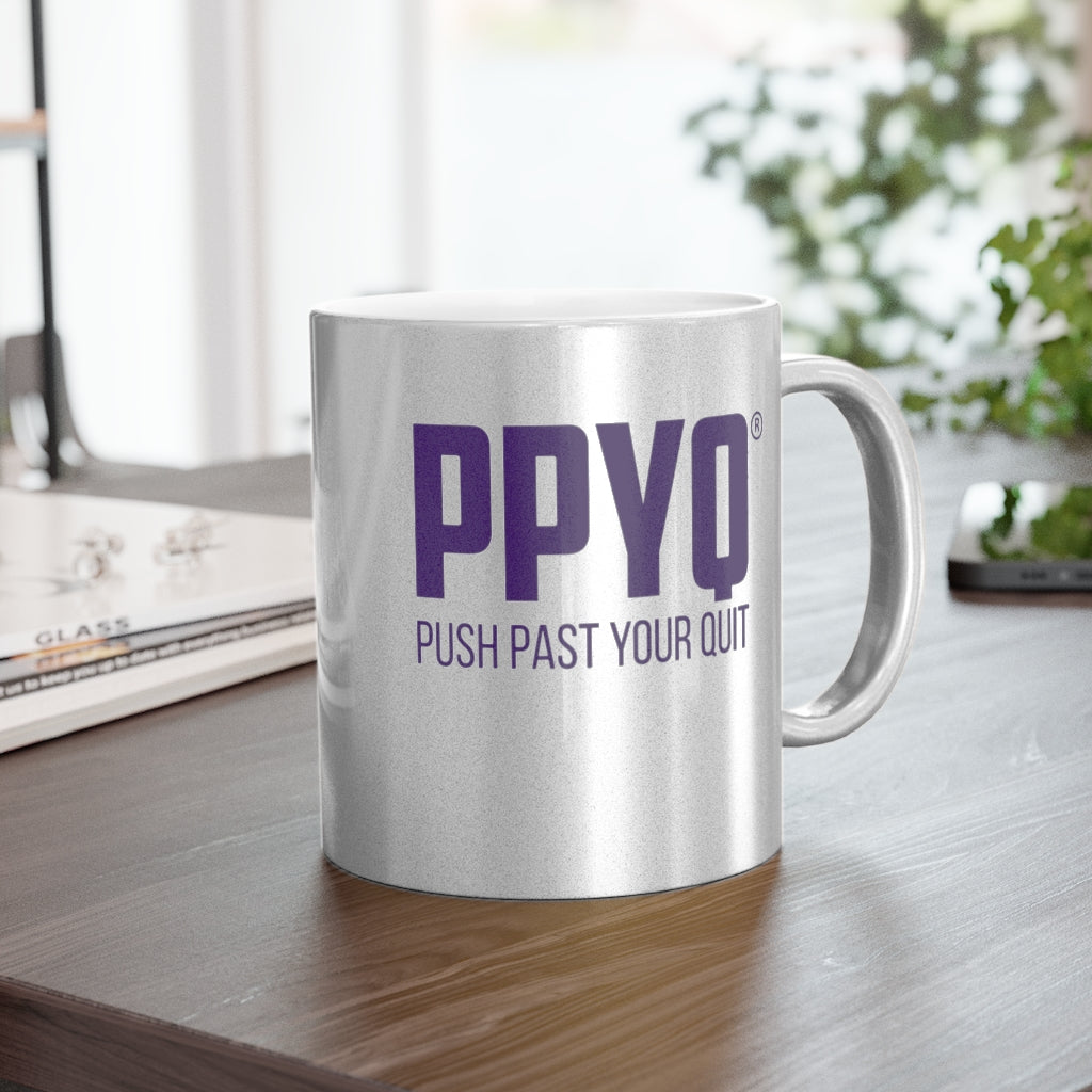 Metallic Mug (Silver / Gold) with Purple Design