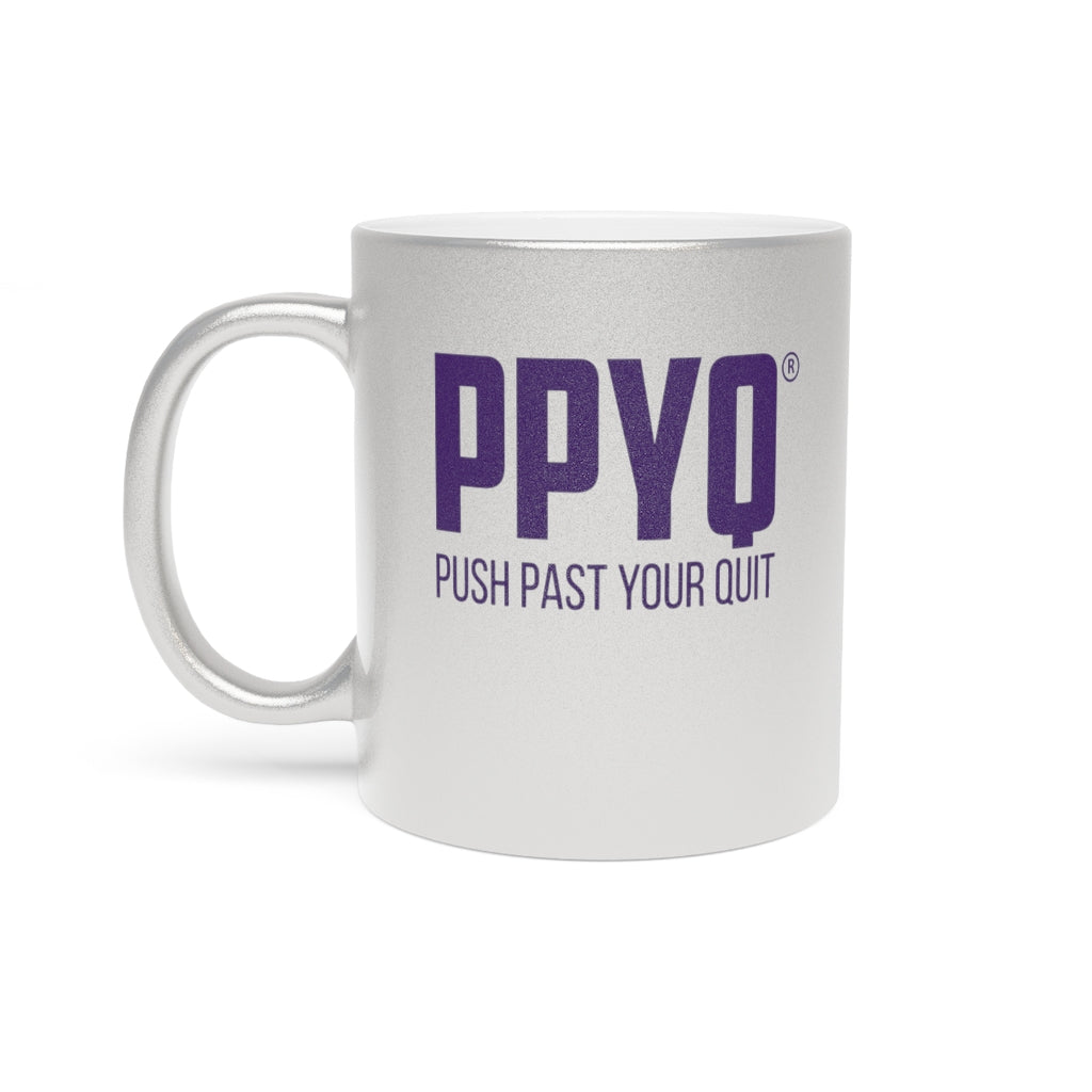 Metallic Mug (Silver / Gold) with Purple Design